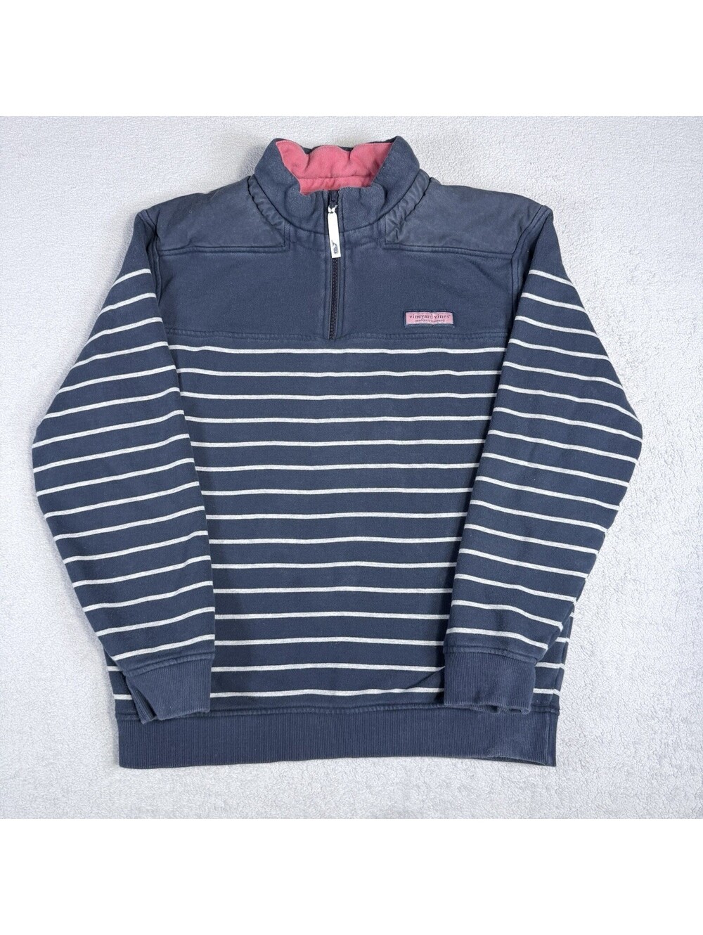 VINEYARD VINES Sweatshirt Women M Shep 1/4-Zip Pullover Navy Blue 100% Cotton